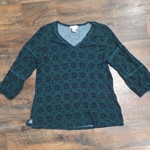 Liz Claiborne Teal Patterned Women's Top